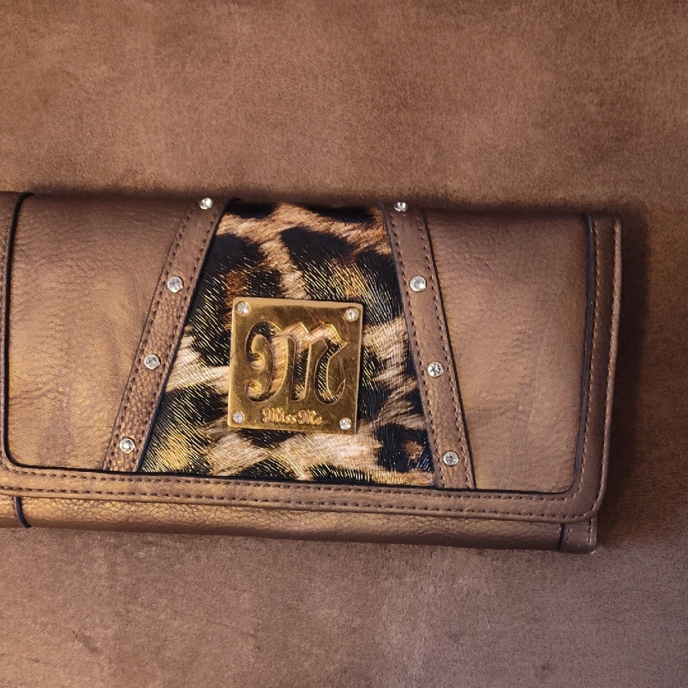 Miss Me Brown and Tan Wallet with Leopard Print